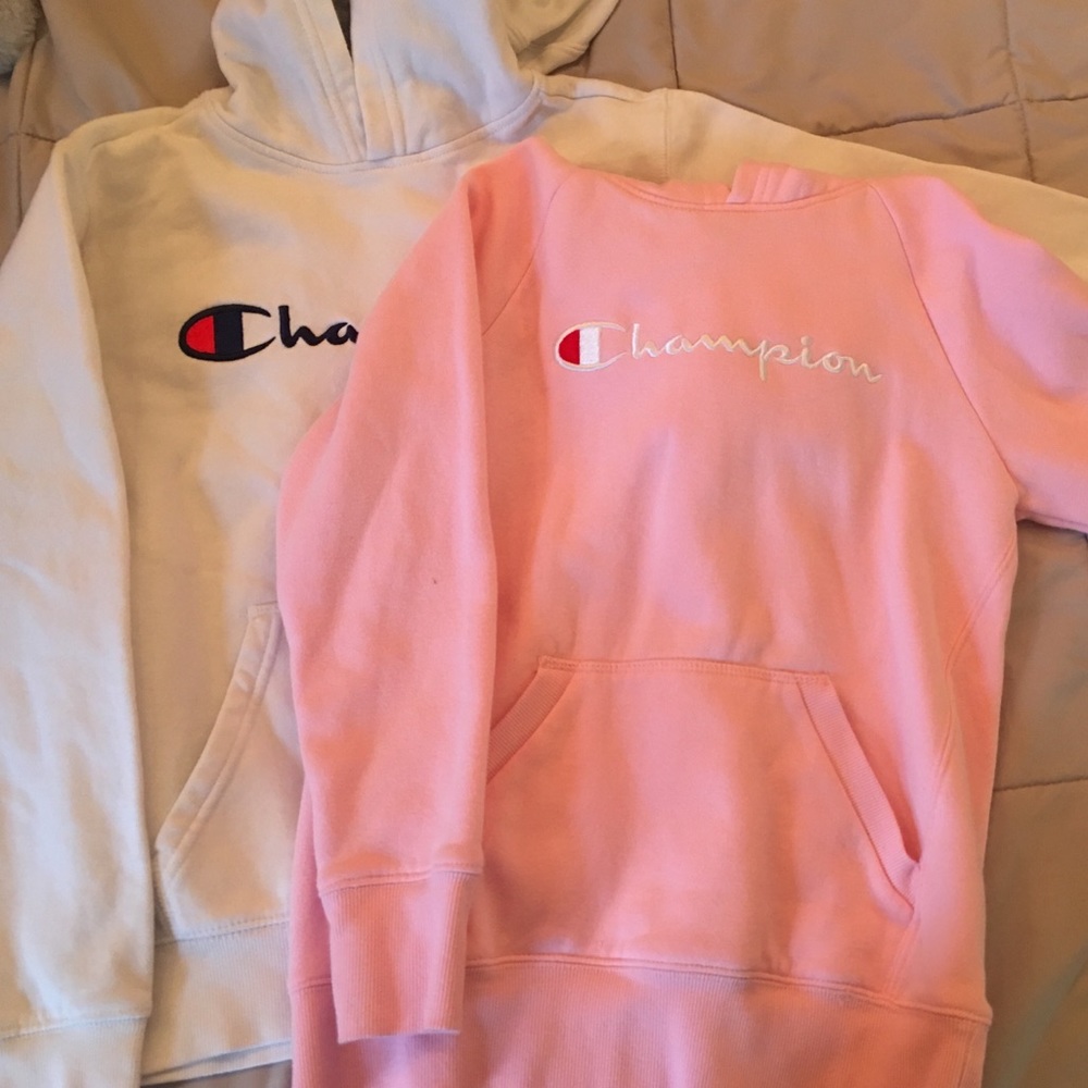 2 Champion Hoodies both Larges in (boys)